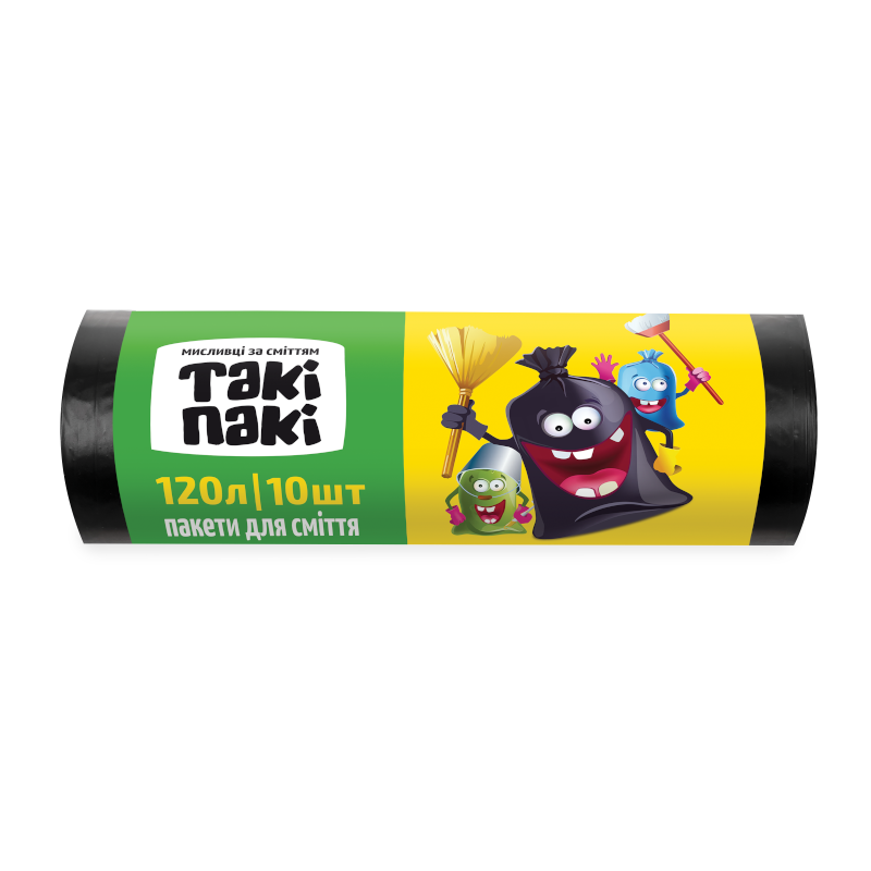 Пакети для сміття ТАКІ ПАКІ, 120 л., 10 шт., 19 мкм